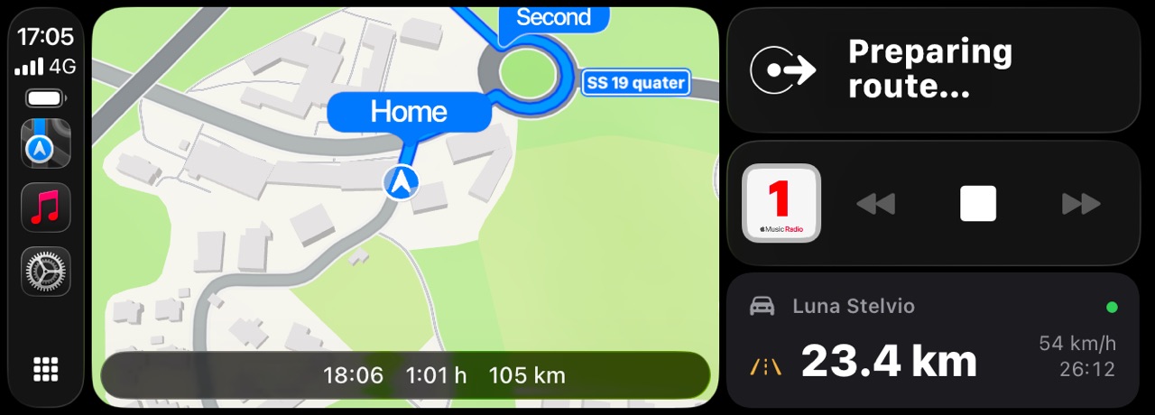 CarPlay 主屏幕上的 WrenchTime,与车上其他 App 并排